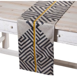 Table Runner Alexandra House Living Black Grey Textile 180 x 30 cm Velvet