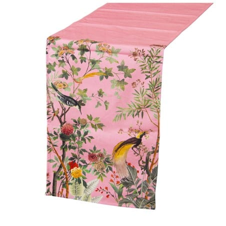 Table Runner Alexandra House Living Pink Textile 33 x 180 cm Cotton Birds