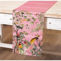 Table Runner Alexandra House Living Pink Textile 33 x 180 cm Cotton Birds