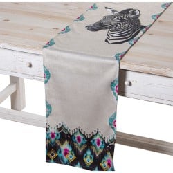 Chemin de Table Alexandra House Living Gris Textile 180 x 30 cm Zèbre Velours