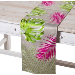 Table Runner Alexandra House Living Green Fuchsia Textile 180 x 30 cm Sheets Velvet