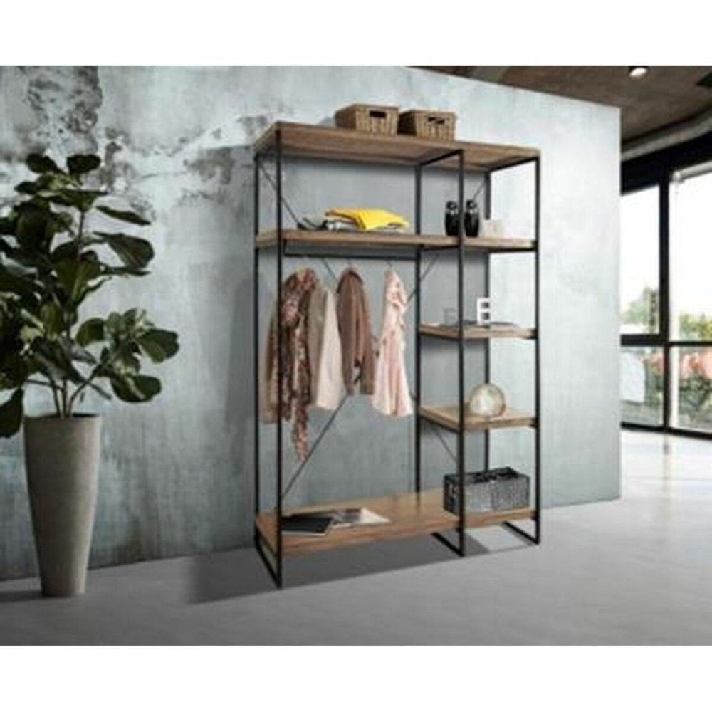 Garde-robe DKD Home Decor Marron Noir Métal Bois de manguier 130 x 47 x 205 cm