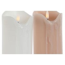 Bougie LED DKD Home Decor Blanc Rose clair 7.5 x 7.5 x 20 cm 7,5 x 7,5 x 20 cm (AA) (2 Unités)