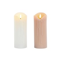 LED Kerze DKD Home Decor Weiß Hellrosa 7.5 x 7.5 x 20 cm 7,5 x 7,5 x 20 cm (AA) (2 Stück)