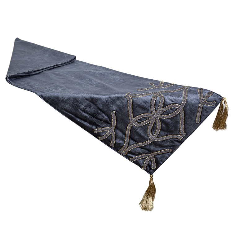 Table Runner Romimex Dark blue 33 x 180 x 1 cm Velvet