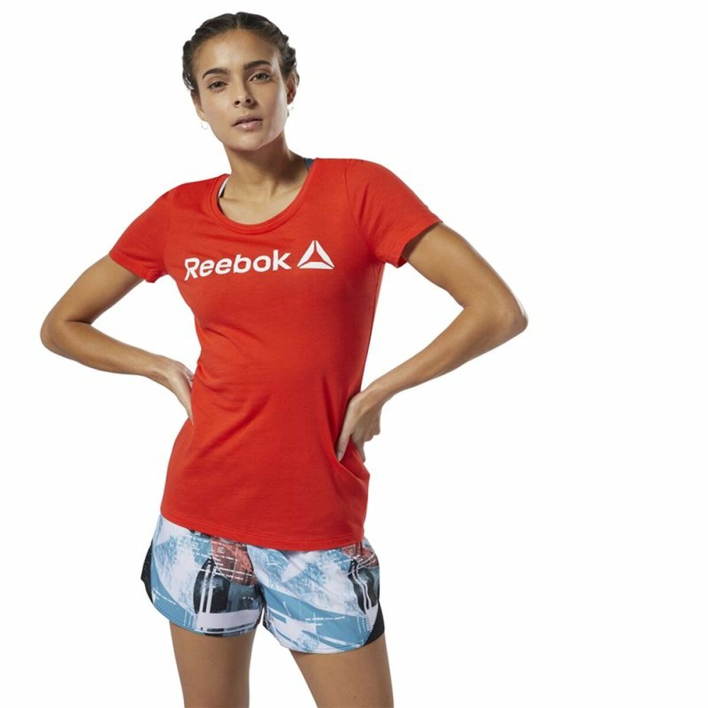 Damen Kurzarm-T-Shirt Reebok Scoop Neck Rot