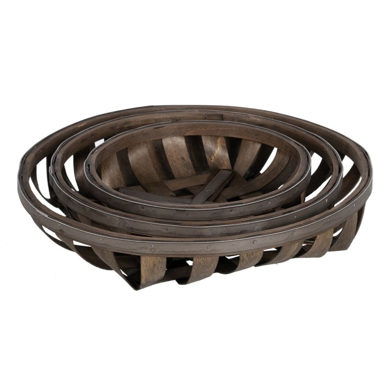 Set de basket Marron Bois 51 x 51 x 9 cm (3 Unités)