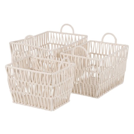 Lot de paniers Blanc Corde 45 x 35 x 36 cm (3 Pièces)