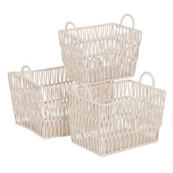 Lot de paniers Blanc Corde 45 x 35 x 36 cm (3 Pièces)