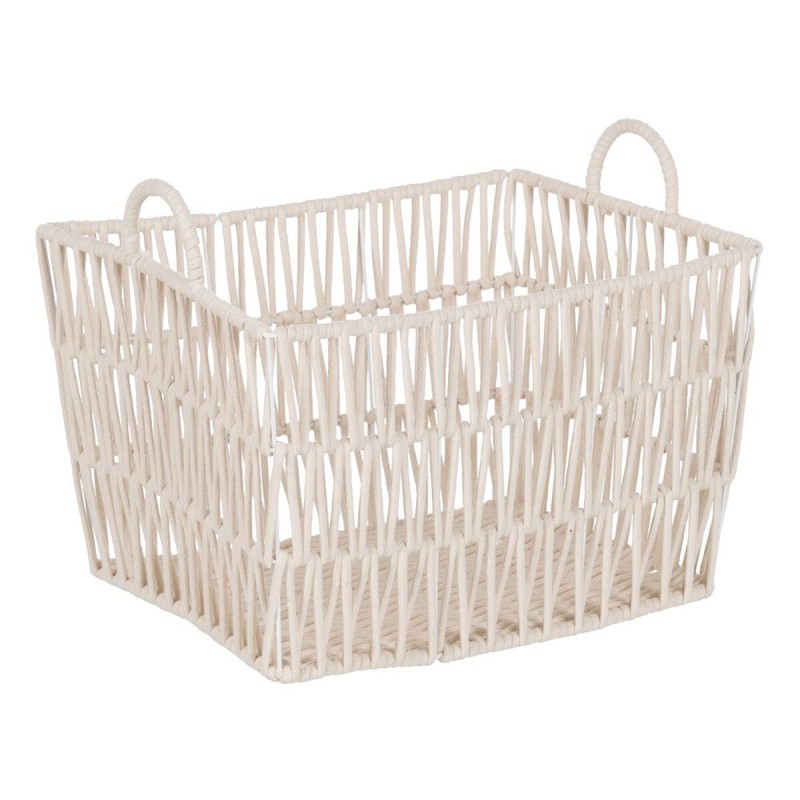 Set of Baskets White Rope 45 x 35 x 36 cm (3 Pieces)