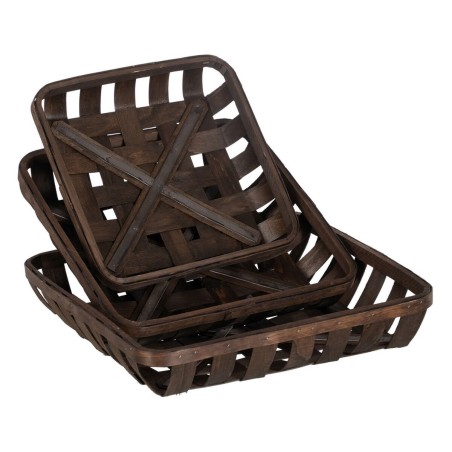 Set de basket Marron Bois 52 x 52 x 11,5 cm (3 Unités)