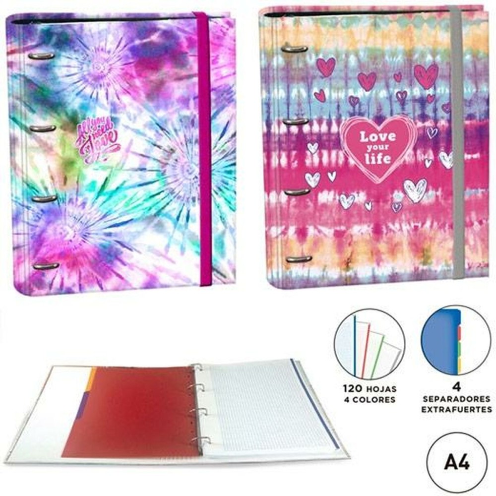 Reliure à anneaux SENFORT Tie Dye 120 Volets Multicouleur A4