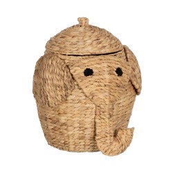 Basket Elephant Black Beige Natural Fibre 38 x 38 x 42 cm