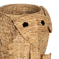 Basket Elephant Black Beige Natural Fibre 38 x 38 x 42 cm