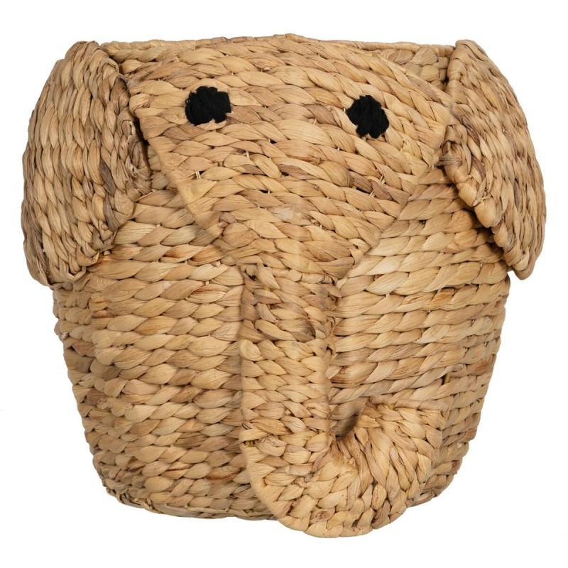 Korb Elefant Schwarz Beige Naturfaser 38 x 38 x 42 cm