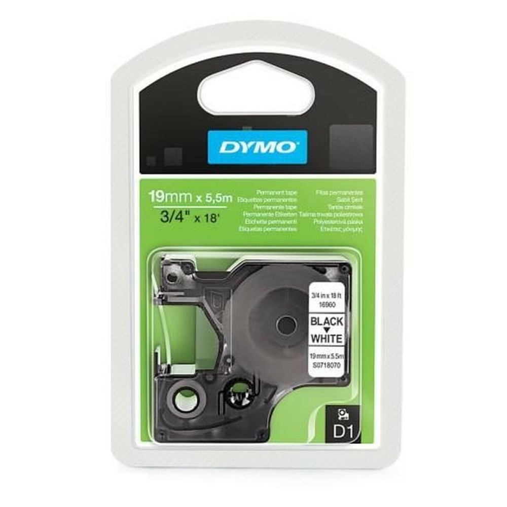 Thermotransfer-Farbband Dymo D1 16960 Weiß Schwarz 19 mm x 5,5 m (5 Stück)