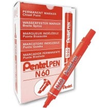 Marqueur permanent Pentel N60 Rouge 12 Pièces