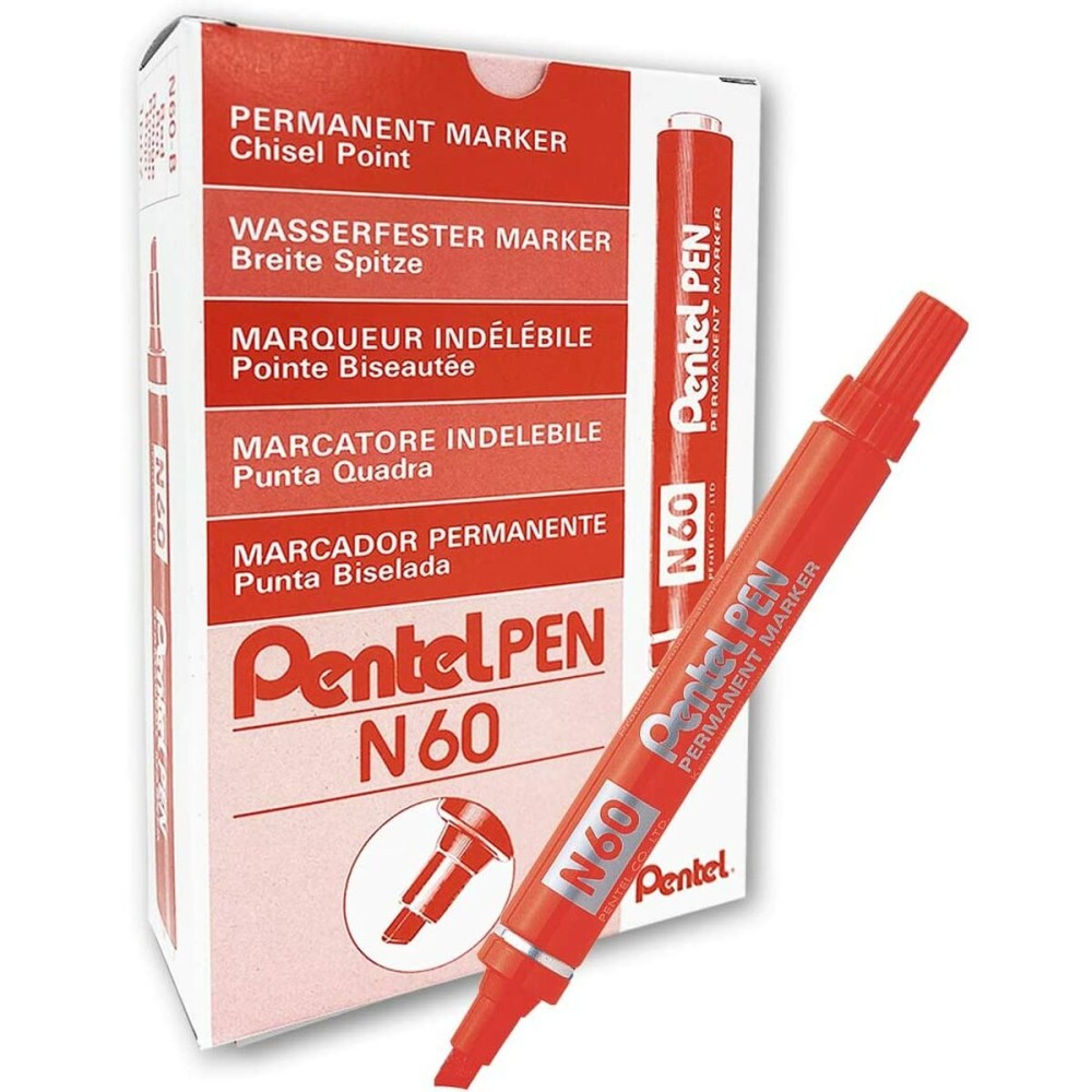 Marqueur permanent Pentel N60 Rouge 12 Pièces