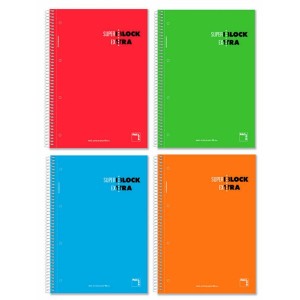 Set of exercise books Pacsa Superblock Extra Multicolour A4 120 Sheets 4 Pieces