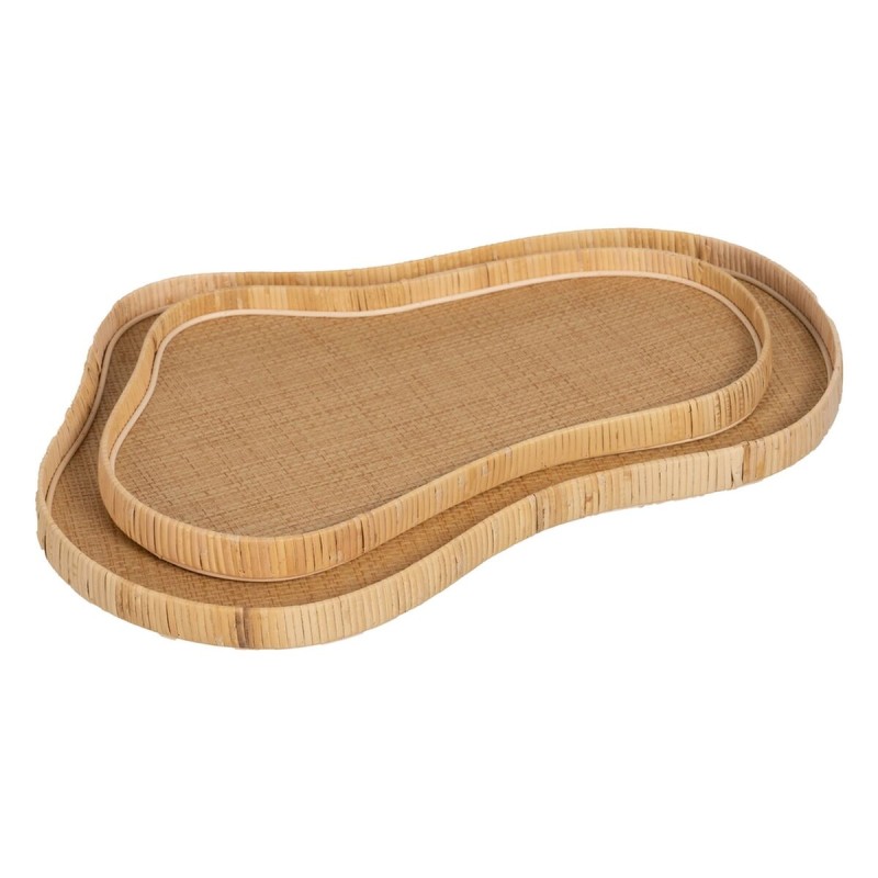 Tray Natural Rattan 57,5 x 38,5 x 4 cm (2 Units)