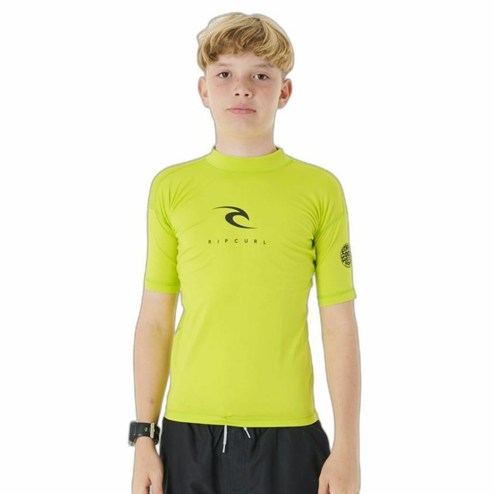 Child's Short Sleeve T-Shirt Rip Curl Corps S/S Rash Yellow Surf Lycra