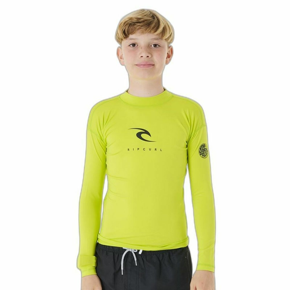 Child's Short Sleeve T-Shirt Rip Curl Corps L/S Rash Vest  Yellow Surf Lycra