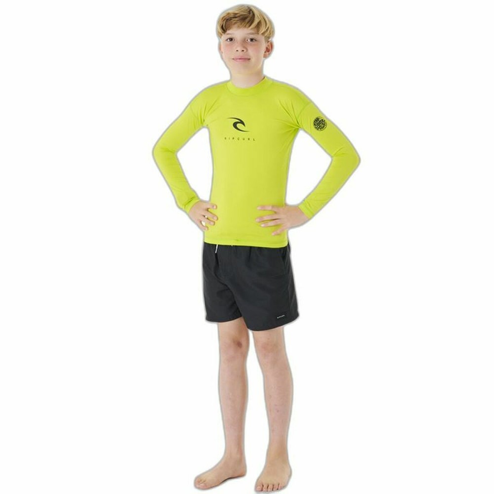 Child's Short Sleeve T-Shirt Rip Curl Corps L/S Rash Vest  Yellow Surf Lycra