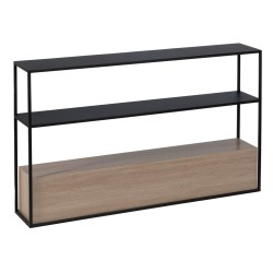 Console Black Natural Iron MDF Wood 122,5 x 22,5 x 75 cm