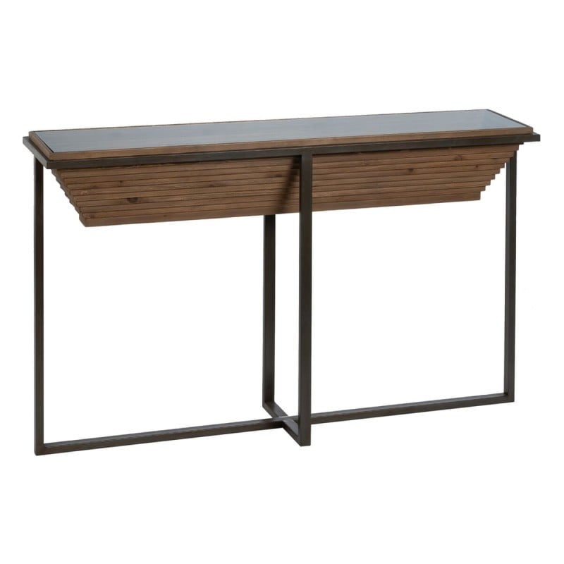 Console Black Natural Iron Tempered Glass Fir wood 134 x 32 x 83 cm