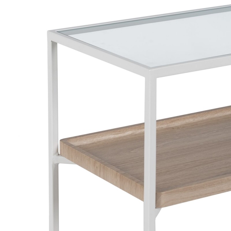 Console Blanc Naturel Verre Fer Bois MDF 120 x 30 x 75 cm