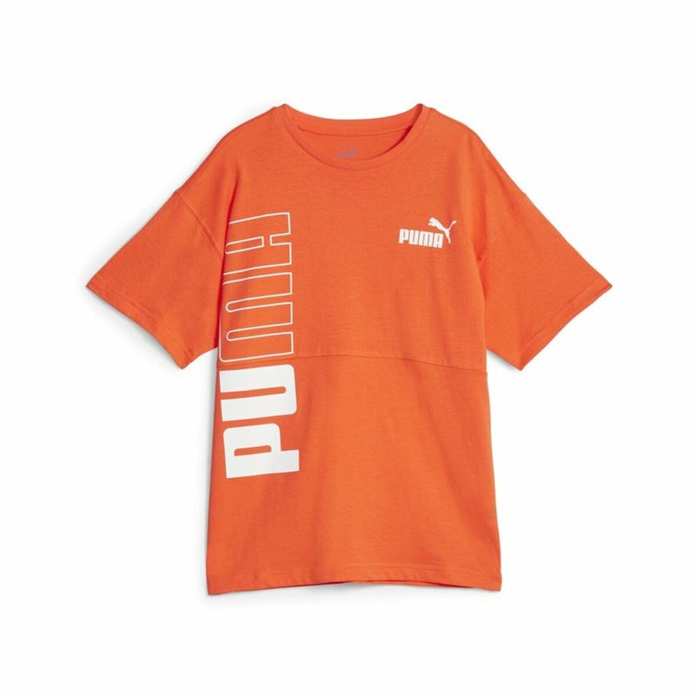 Child's Short Sleeve T-Shirt Puma Power Colorblock Dark Orange