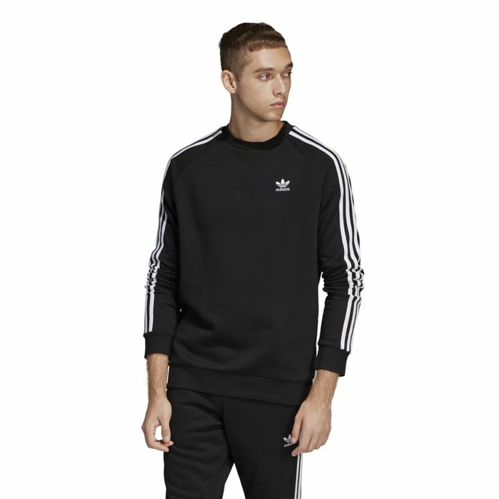 Men’s Sweatshirt without Hood Adidas 3 Stripes Black