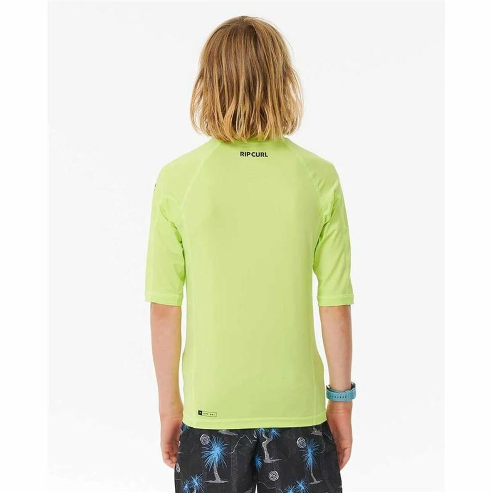 Child's Short Sleeve T-Shirt Rip Curl Wave Upf Lime green