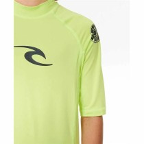 Child's Short Sleeve T-Shirt Rip Curl Wave Upf Lime green