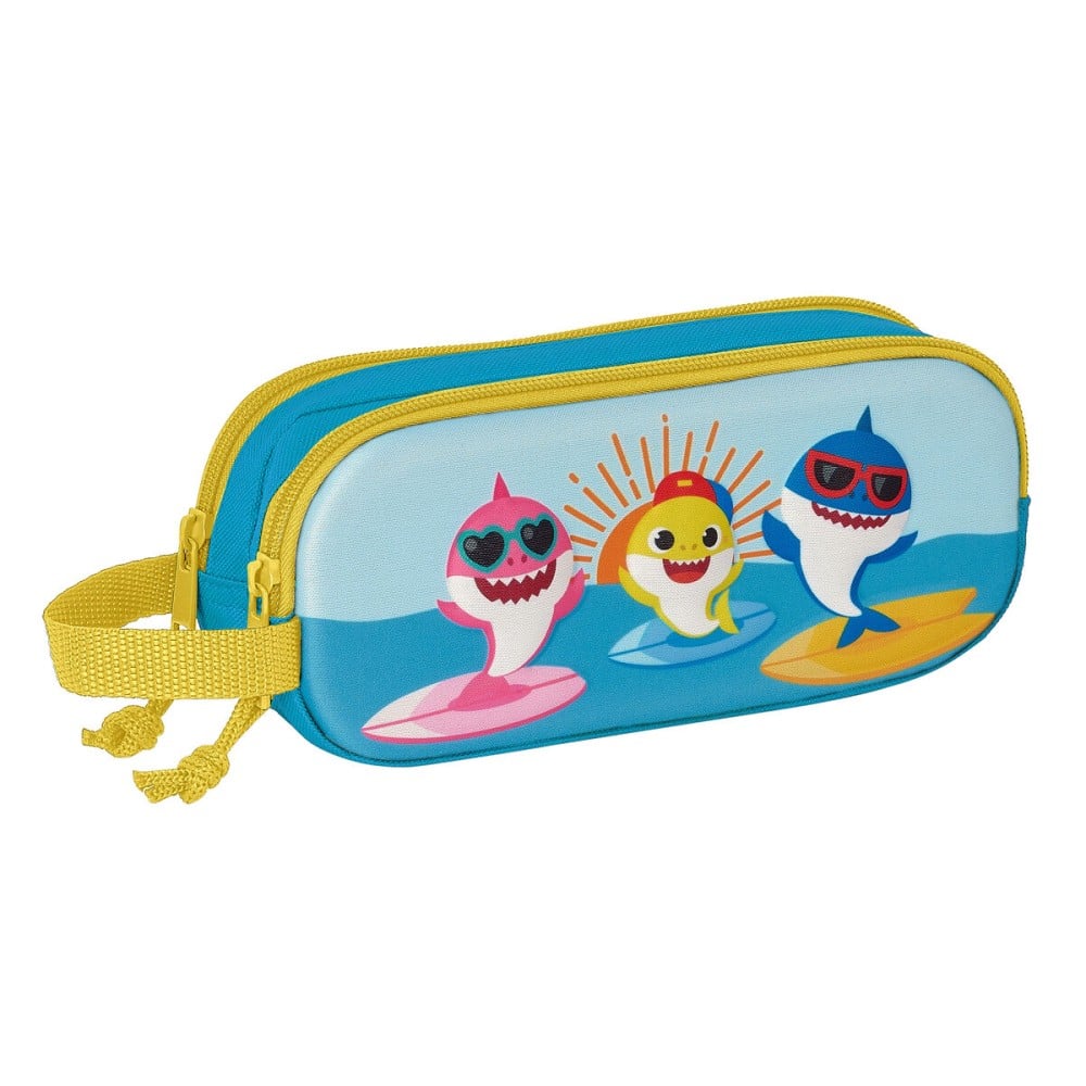 Zweifaches Mehrzweck-Etui Baby Shark 3D Blau 21 x 8 x 6 cm