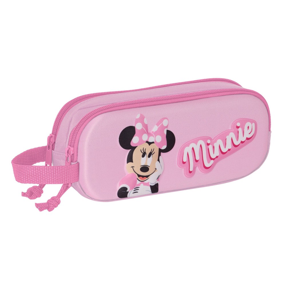 Trousse Fourre-Tout Double Minnie Mouse 3D Rose 21 x 8 x 6 cm