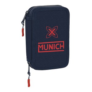 Doppel-Federtasche Munich Flash Marineblau 12.5 x 19.5 x 4 cm (28 Stücke)