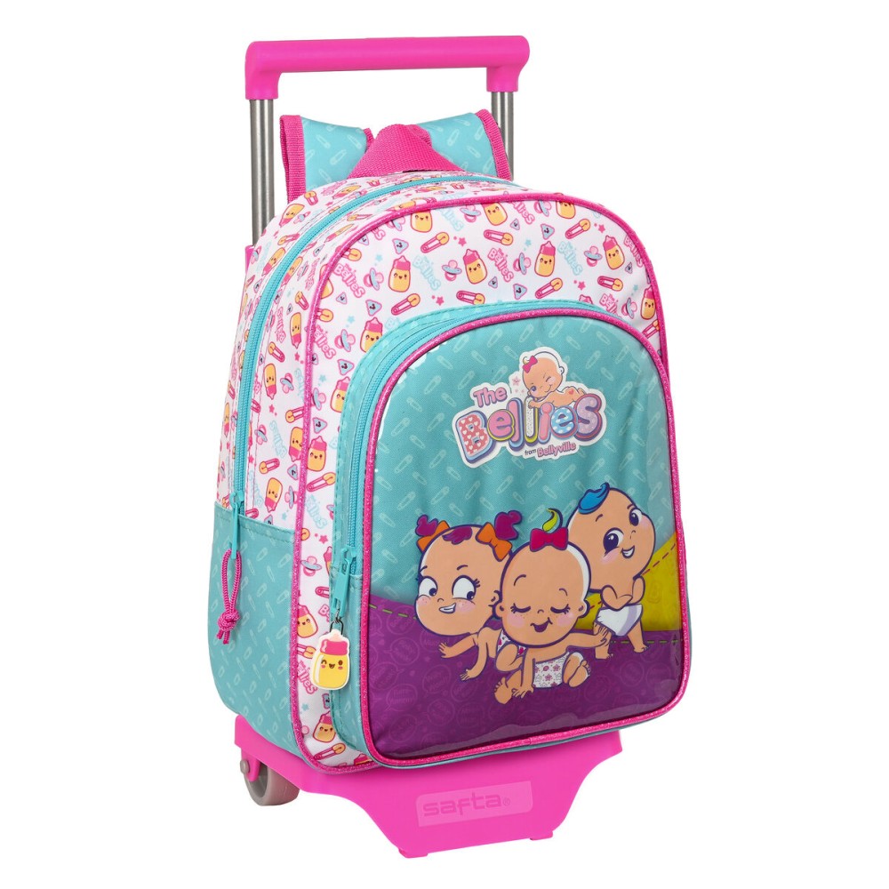 Schulrucksack mit Rädern The Bellies 26 x 34 x 11 cm Lila türkis Weiß