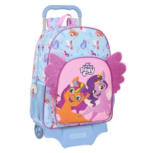 School Rucksack with Wheels My Little Pony Wild & free Blue Pink 33 x 42 x 14 cm