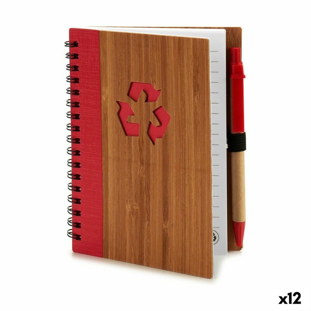 Spiral Notebook with Pen Bamboo 1 x 16 x 12 cm (12 Units)