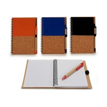 Spiral Notebook with Pen Wood 12,5 x 18 cm (12 Units)