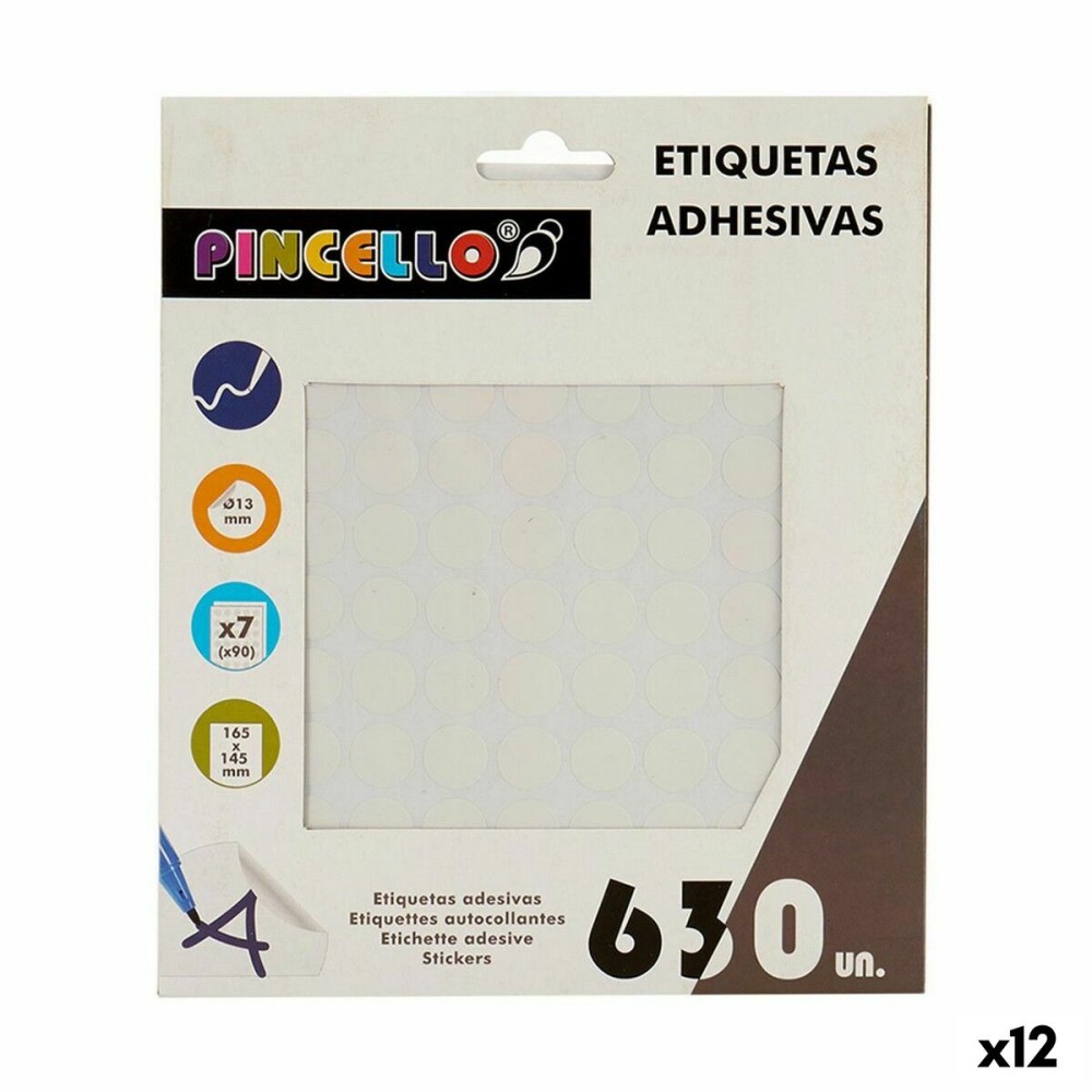 Adhesive labels Pincello 1711074 White Ø 13 mm (12 Units)