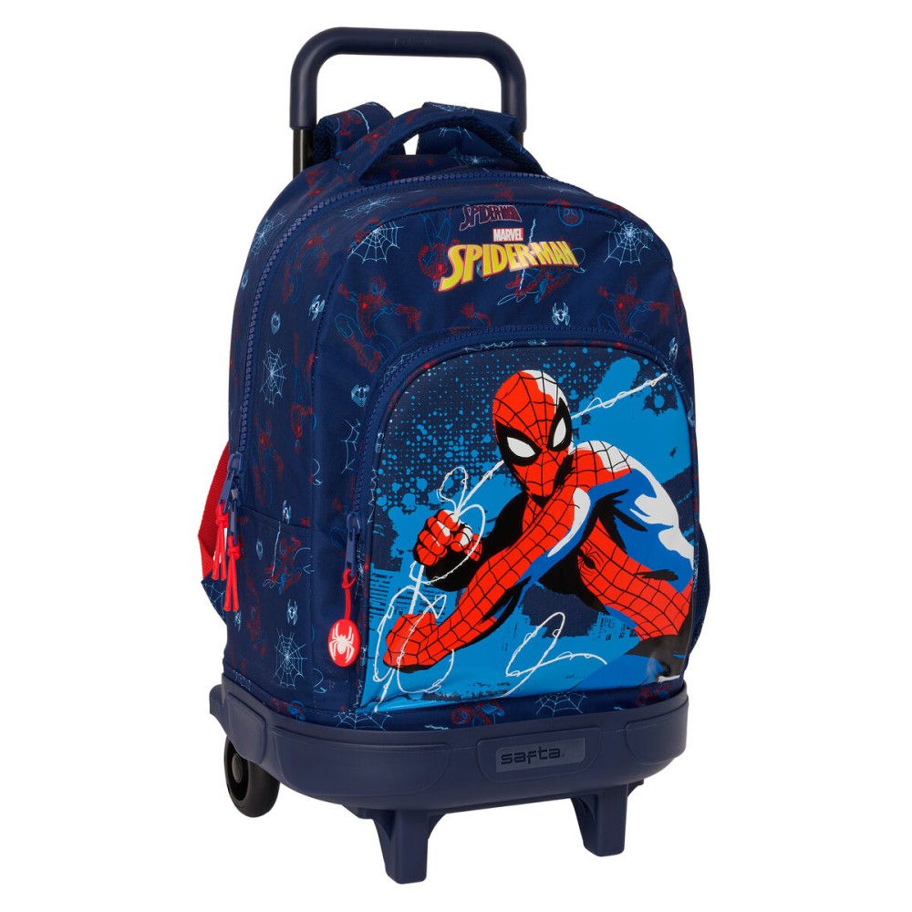 Schulrucksack mit Rädern Spider-Man Neon Marineblau 33 x 45 x 22 cm