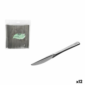 Wiederverwendbares Messerset Algon Silberfarben Kunststoff 20 cm 50 Stücke (12 Stück)