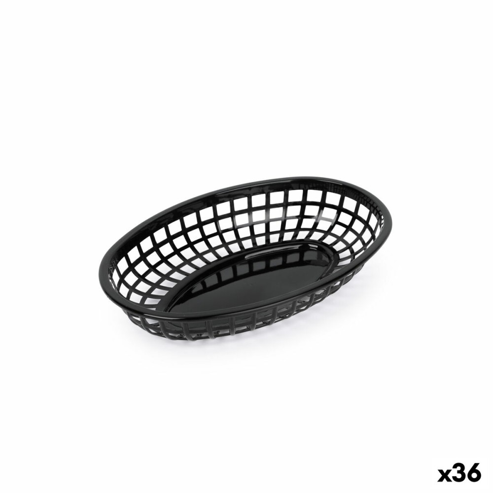Brotkorb Schwarz Kunststoff Oval 24 x 15 x 4,5 cm (36 Stück)