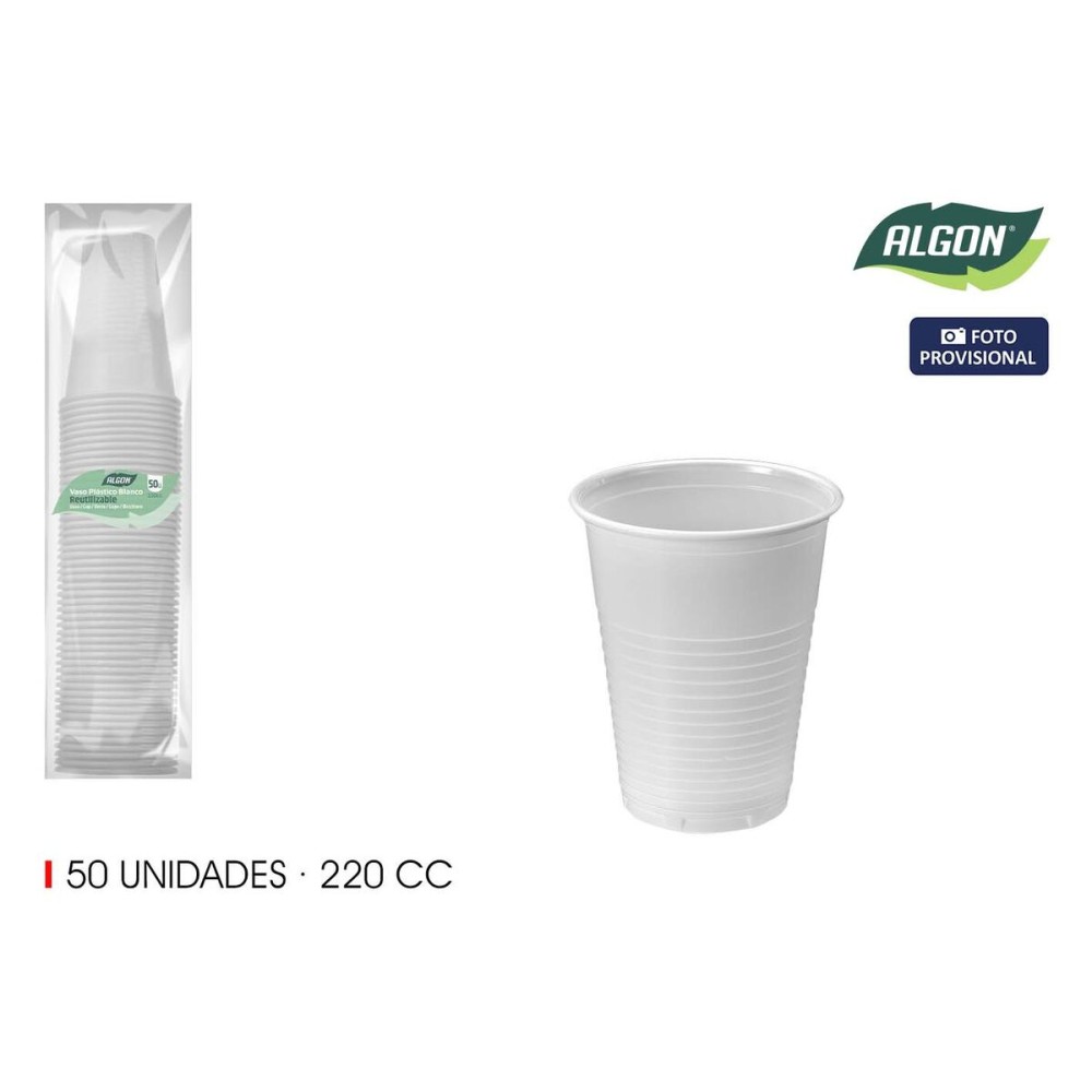 Set de Verres Algon Blanc 220 ml 50 Pièces (18 Unités)