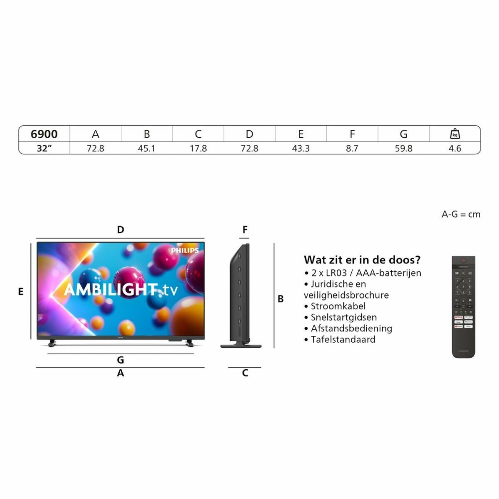 TV intelligente Philips 32PFS6900/12 Full HD 32" LED HDR