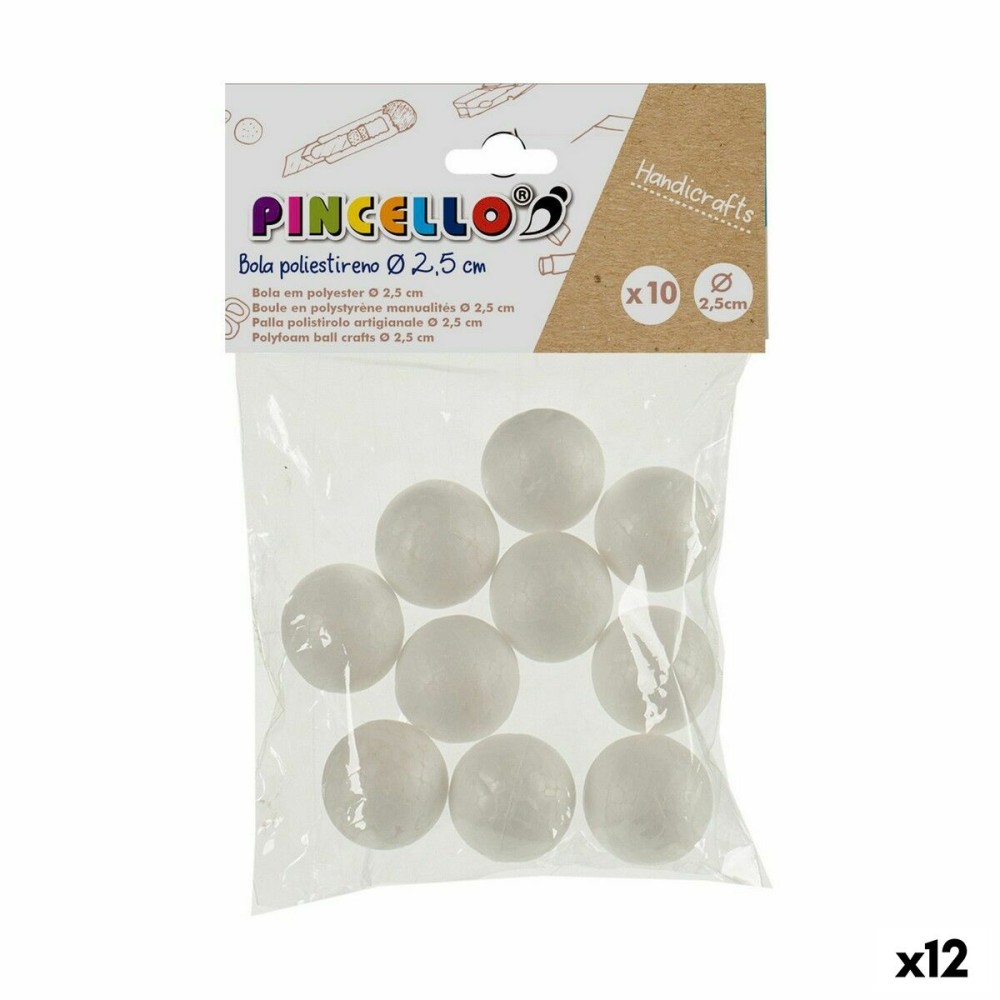 Matériaux pour travaux manuels Pincello DIAM 2.5 CM Balles polystyrène Ø 2,5 cm Blanc 12 Unités