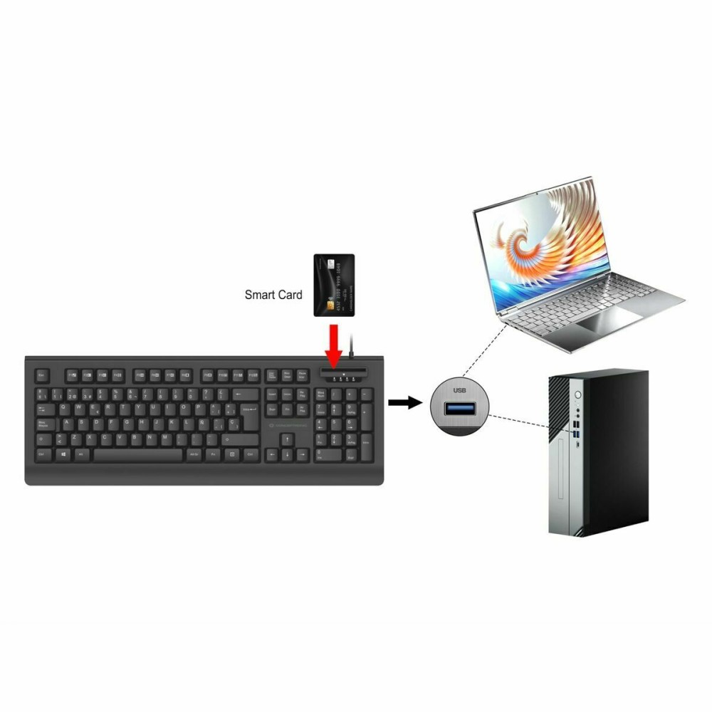 Tastatur Conceptronic 120850307101 Schwarz Qwerty Spanisch