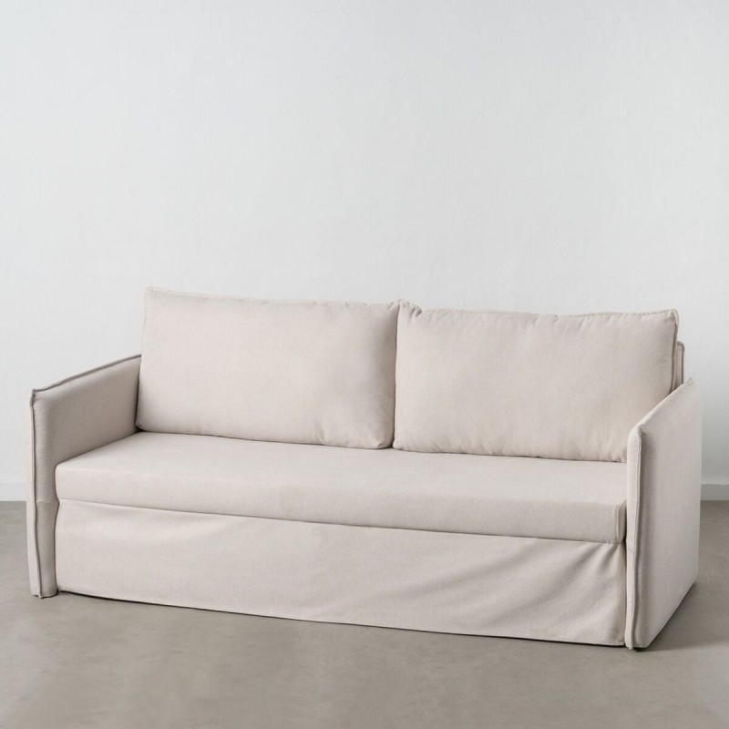 Sofa Beige Polyester Linen 210 x 93 x 95 cm